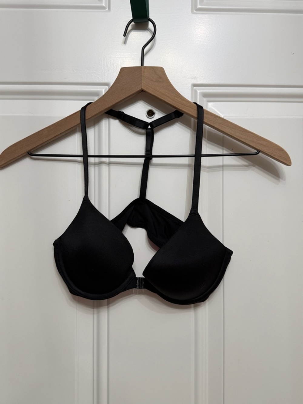 PINK Victoria's Secret Black Front-Close T-Back Bra
